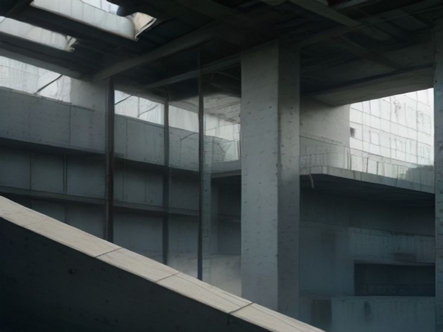 Structure béton brute d'un bâtiment en cours de construction